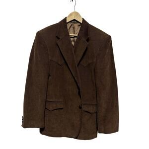 Circle S Dallas Mens Jacket Western 46R Brown Corduroy Elbow Patches Blazer Coat
